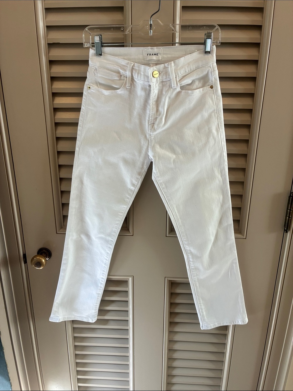 FRAME White Jeans with Gold Button